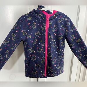 Girls unicorn rain jacket with pink fuzzy lining